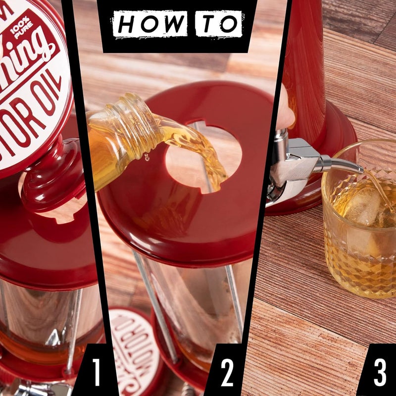BLKSMITH Pump Liquor Dispenser for Home Bar | Vintage Style Red Plastic 30 Fl. oz Liquor Decanter for Man Cave Decor | Beverage Dispenser for Scotch, Vodka, Cocktails, Non-Alcoholic Drink and More - Image 5